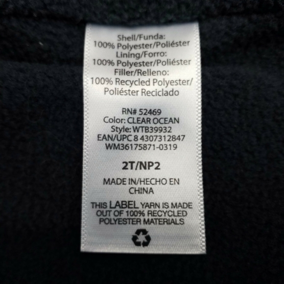 Wonder Nation Clear Ocean Ombre Zip Front Hooded Bubble Coat Toddler Boy 2T EUC - Picture 13 of 14